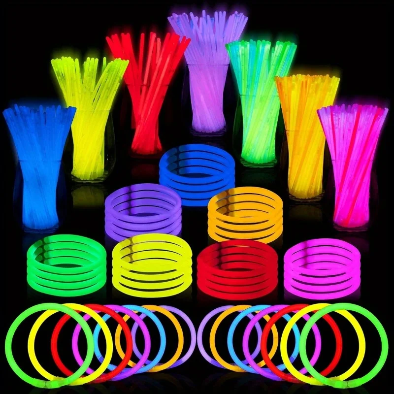 Bulk Glowsticks Bracelets Necklaces Glow in the Dark Neon Easter Christmas Halloween Football Party Supplies Pack