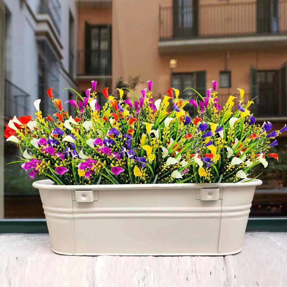 10/20 Pcs Indoor/Outdoor Calla Lily Artificial Flowers, Colorful UV-resistant Plastic Material for Home Garden, Planters, Porch
