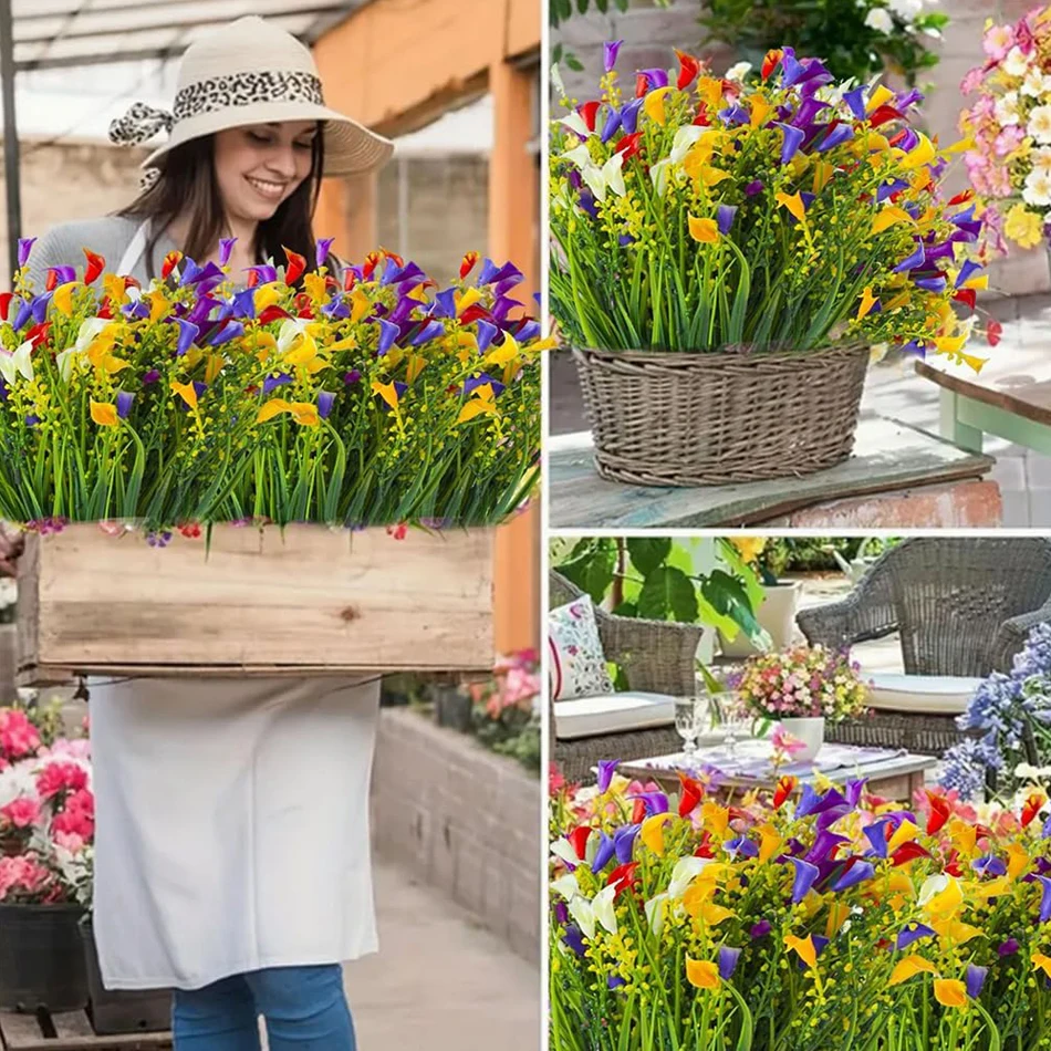 10/20 Pcs Indoor/Outdoor Calla Lily Artificial Flowers, Colorful UV-resistant Plastic Material for Home Garden, Planters, Porch