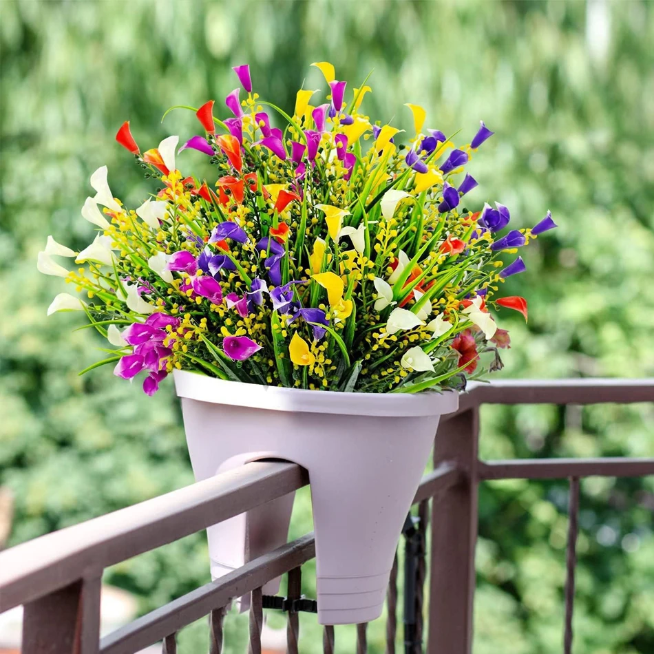 10/20 Pcs Indoor/Outdoor Calla Lily Artificial Flowers, Colorful UV-resistant Plastic Material for Home Garden, Planters, Porch
