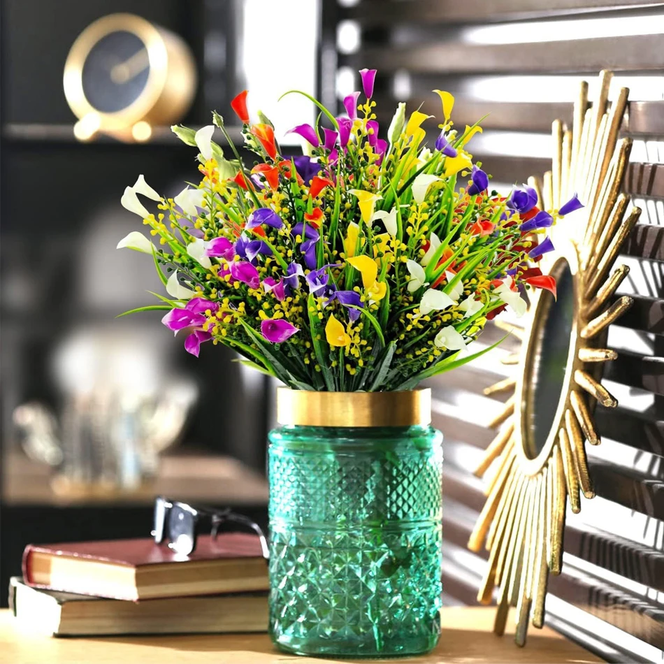 10/20 Pcs Indoor/Outdoor Calla Lily Artificial Flowers, Colorful UV-resistant Plastic Material for Home Garden, Planters, Porch