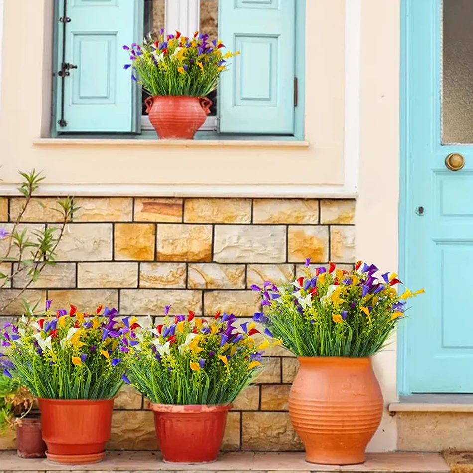 10/20 Pcs Indoor/Outdoor Calla Lily Artificial Flowers, Colorful UV-resistant Plastic Material for Home Garden, Planters, Porch