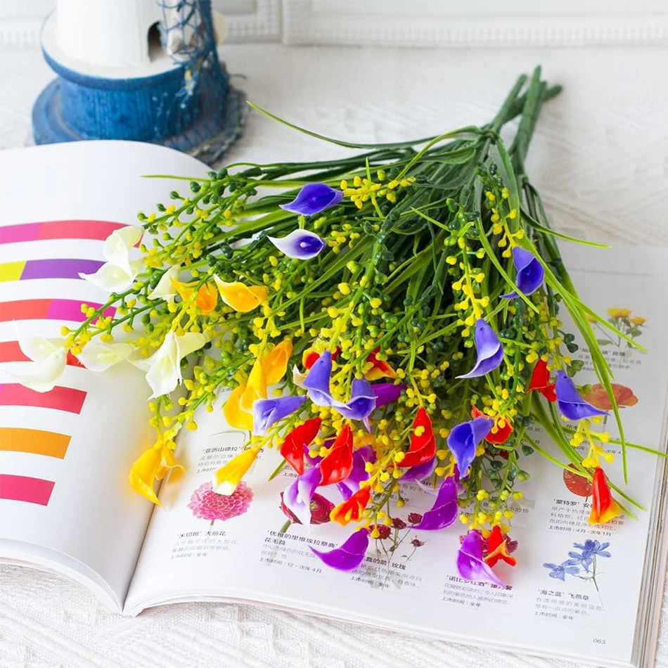 10/20 Pcs Indoor/Outdoor Calla Lily Artificial Flowers, Colorful UV-resistant Plastic Material for Home Garden, Planters, Porch