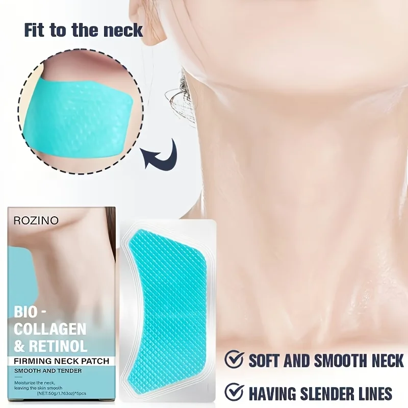 5pcs Bio Collagen Neck Lift Mask Patch, Moisturizing & Brightening Gel, Easily Absorbed, The Appearance Of Wrinkles, Aging And Sagging Light Beige, Make Light Beige Look Smoother And Firmer, Make Light Beige Younger-looking, Neck Mask, Skincare
