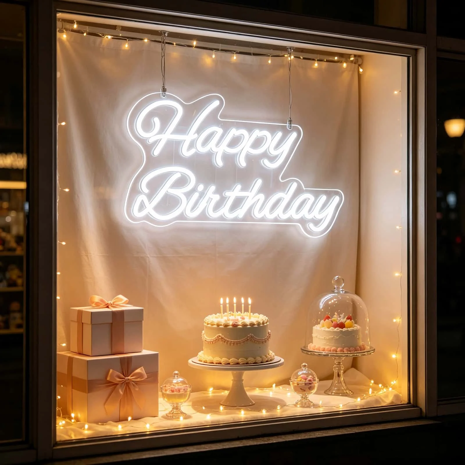 Happy Birthday LED Neon Sign, USB Powered White Neon Light for Birthday Party Decor, Wall Art Decor for Bedroom Living Room, Birthday Gift Party Supplies
