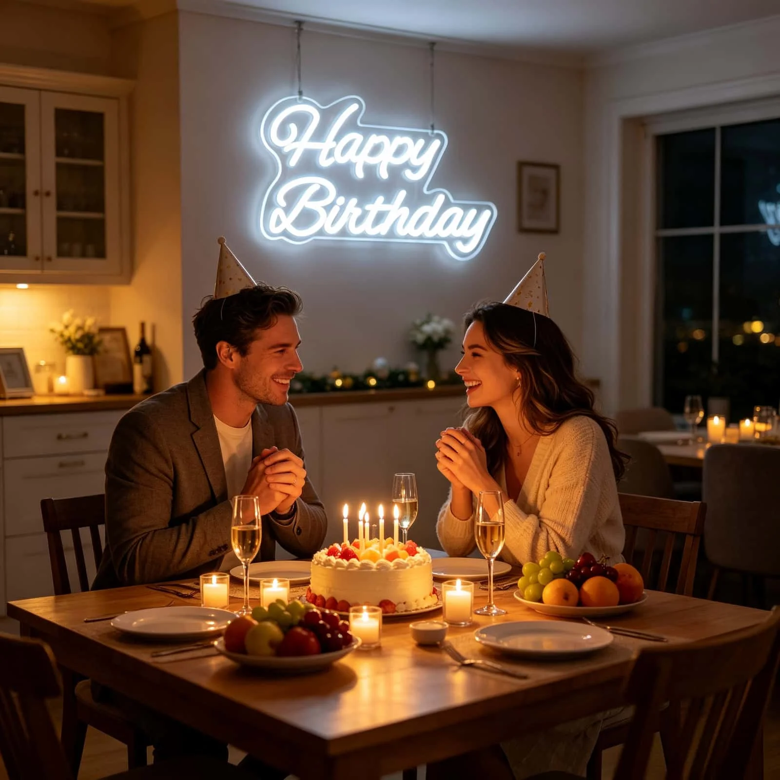 Happy Birthday LED Neon Sign, USB Powered White Neon Light for Birthday Party Decor, Wall Art Decor for Bedroom Living Room, Birthday Gift Party Supplies