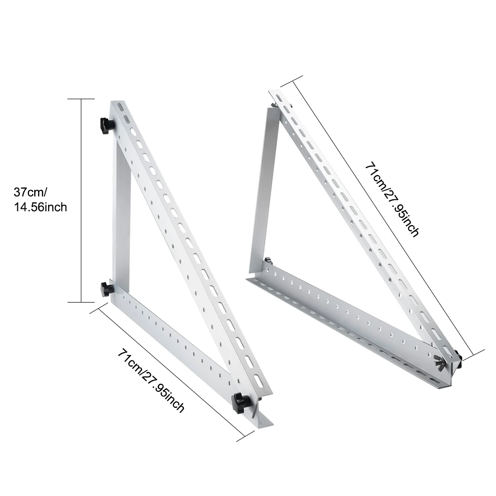 28inch 2-Pack Adjustable Solar Panel Mounting Bracket Triangle Aluminum Alloy PV Tilt Support Rack for RV Boat Roof 0-90° Angle Adjustable
