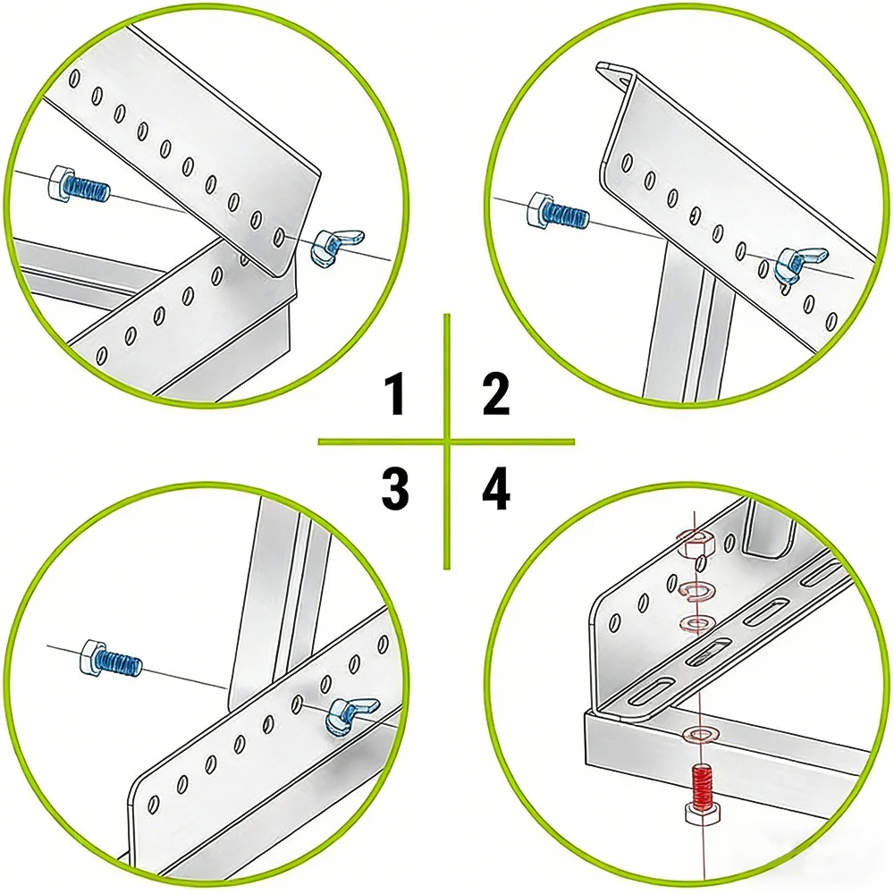 28inch 2-Pack Adjustable Solar Panel Mounting Bracket Triangle Aluminum Alloy PV Tilt Support Rack for RV Boat Roof 0-90° Angle Adjustable