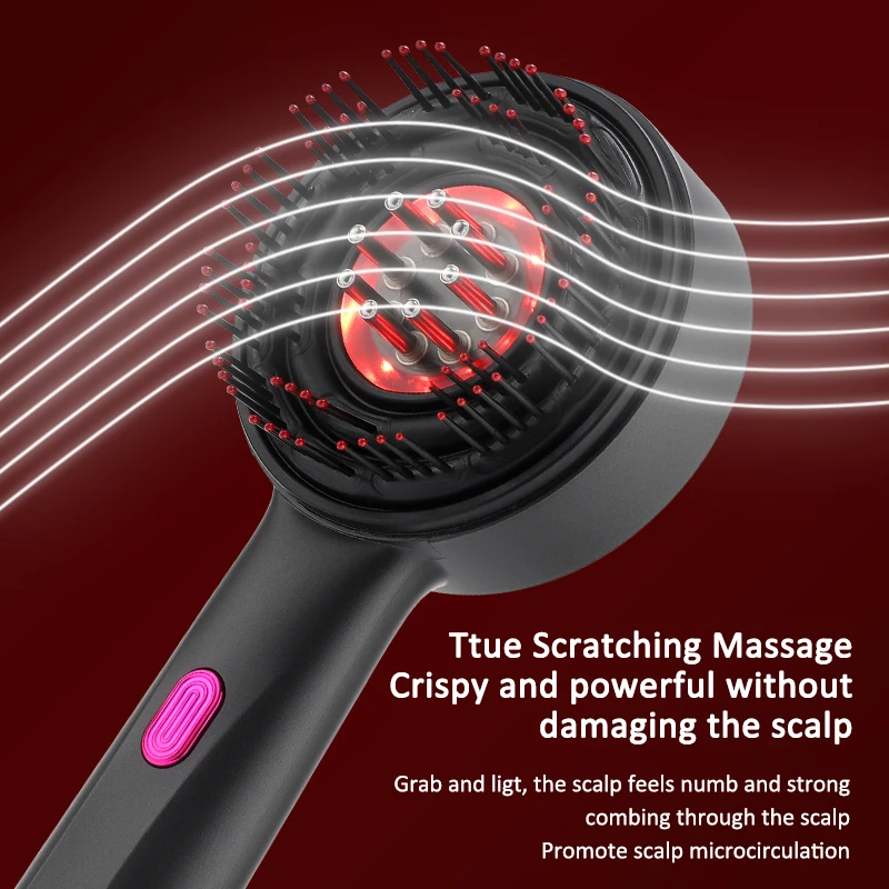 Red Light Scalp Massager with Serum Applicator, Electric Hair Comb with 3 Modes & 630nm LED, Rechargeable for Scalp Stimulation