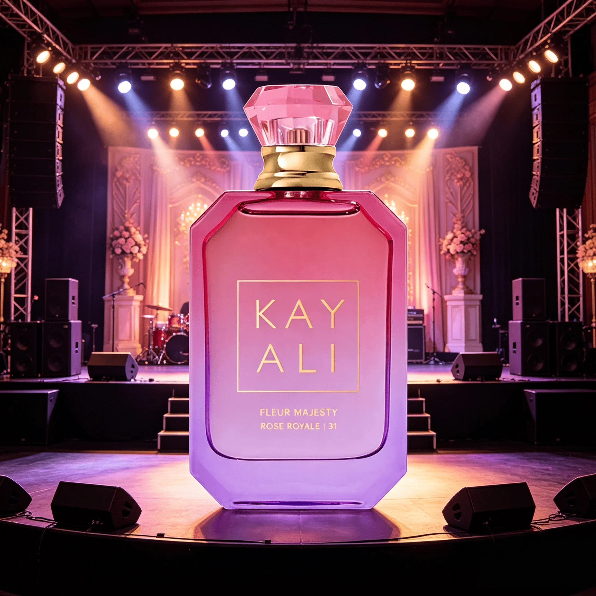 Kayali(31) Fleur Majesty Rose Royale Eau De Parfum Long Lasting Luxurious Rich Rose Floral Fragrance Women Perfume Gradient Pink Purple Bottle Party Stage Glam Scent Gift for Ladies