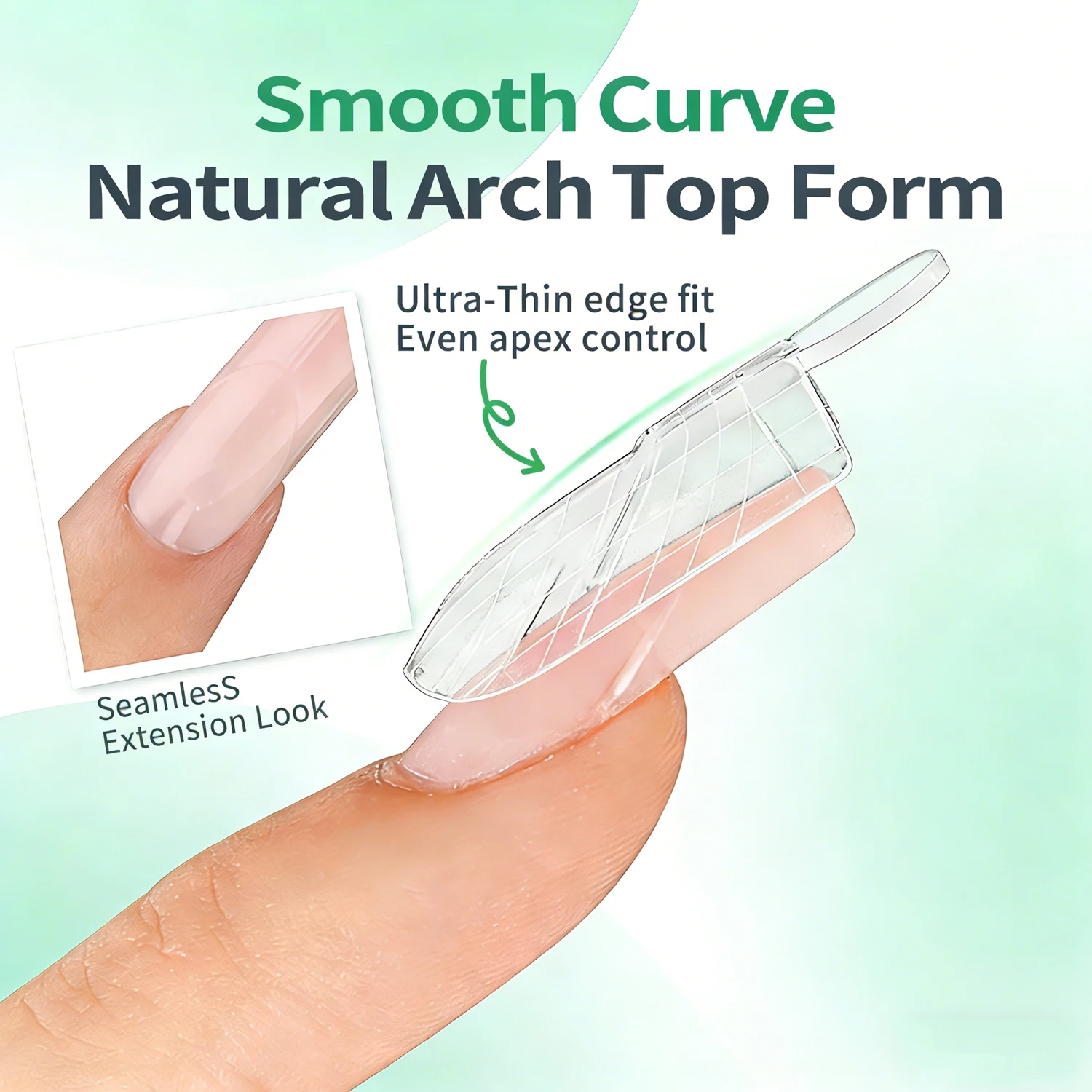 French Line Dual Forms Nail Extension Tips with Matte Inner, F1 Plastic Molds for Polygel & Acrylic, 140pcs 14 Sizes