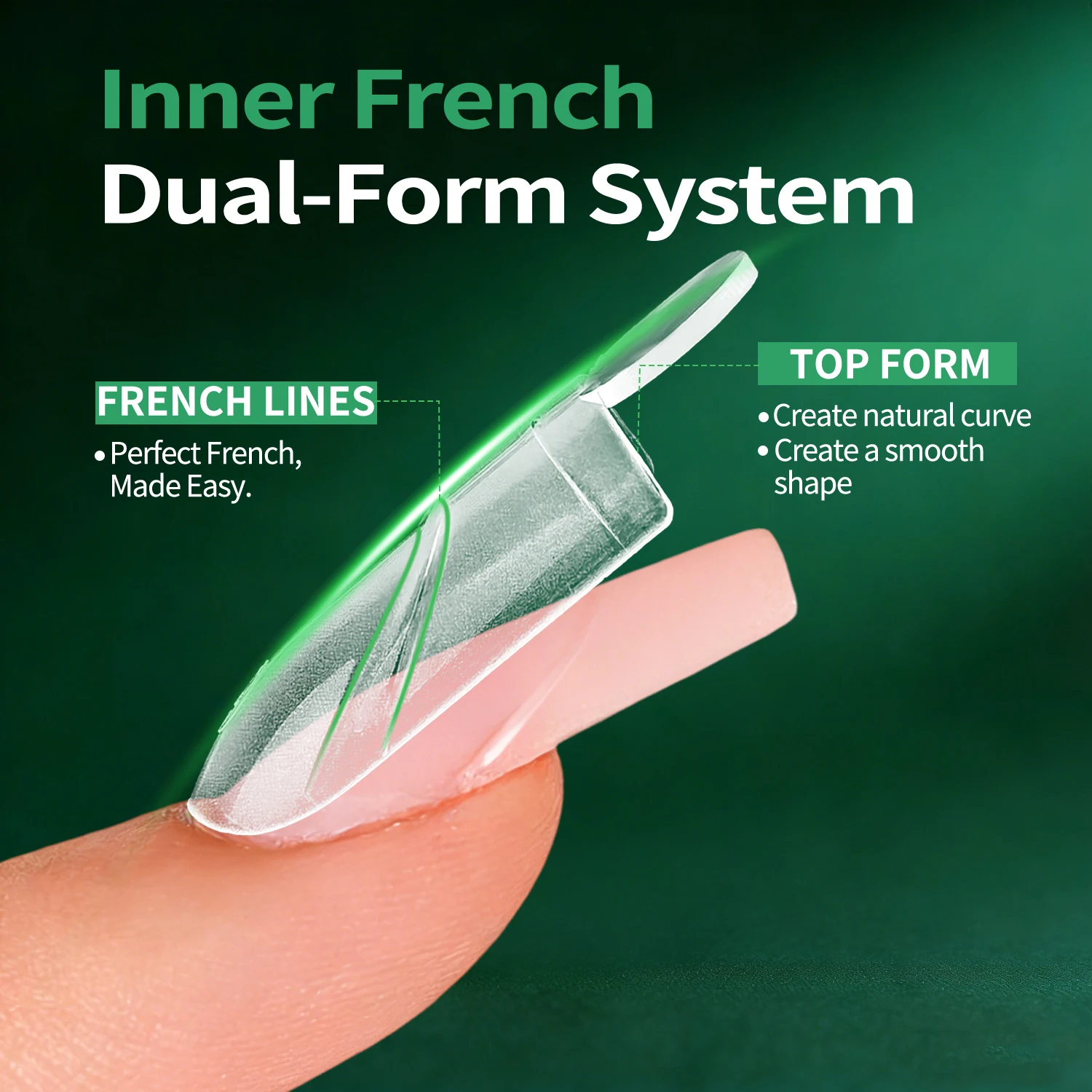 French Line Dual Forms Nail Extension Tips with Matte Inner, F1 Plastic Molds for Polygel & Acrylic, 140pcs 14 Sizes