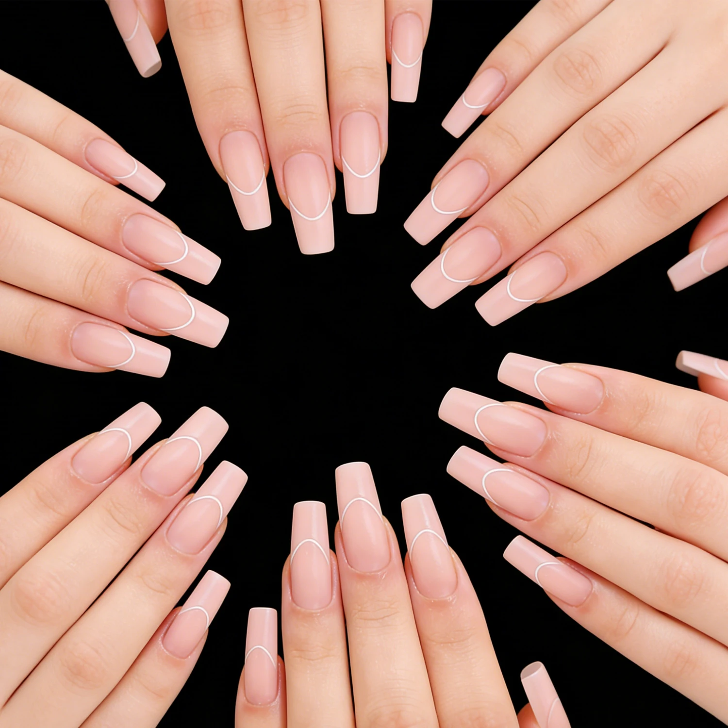 French Line Dual Forms Nail Extension Tips with Matte Inner, F1 Plastic Molds for Polygel & Acrylic, 140pcs 14 Sizes