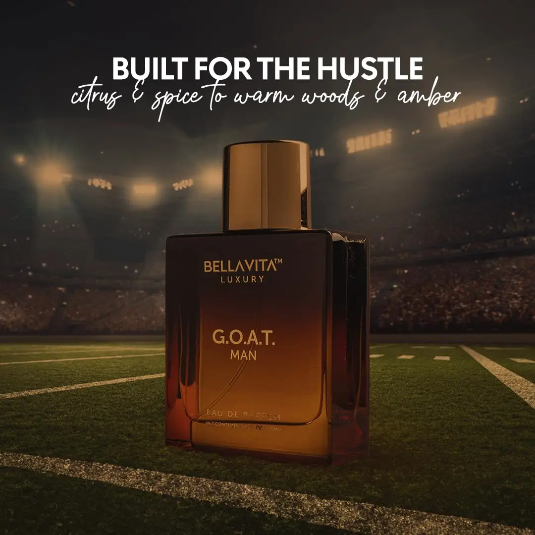 Bellavita Luxury G.O.A.T. Eau de Parfum | 100 ml (3.4 fl.oz.) | Perfume for Men | Citrus, Bergamot, Patchouli, and Vetiver Notes | Long Lasting Men's Fragrance
