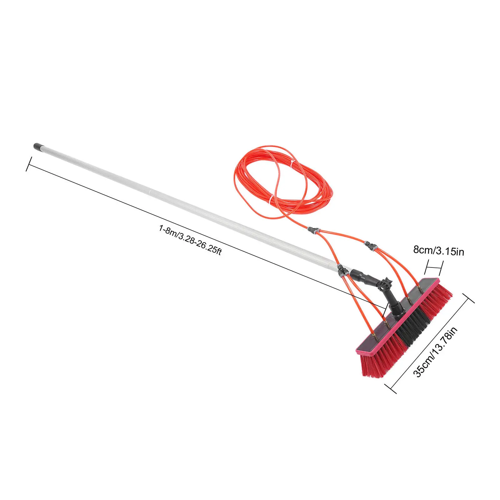 24.3 Ft Water Fed Pole Kit, 3 in 1 Extendable Solar Panel Cleaning Brush Pole Water Fed Pole Kit Outdoor Tall Window Cleaner for Window, Solar Panel, High-Altitude Clean