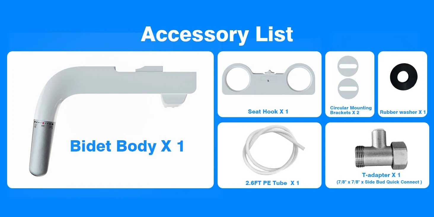 Ultra-Slim Bidet Attachment for Toilet - Dual Nozzle (Frontal & Rear Wash), Adjustable Water Pressure, Non-Electric, Cold Fresh Water, Easy to Install, Fits Existing Toilets (White)