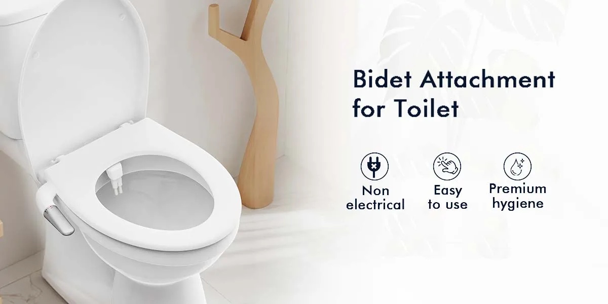 Ultra-Slim Bidet Attachment for Toilet - Dual Nozzle (Frontal & Rear Wash), Adjustable Water Pressure, Non-Electric, Cold Fresh Water, Easy to Install, Fits Existing Toilets (White)