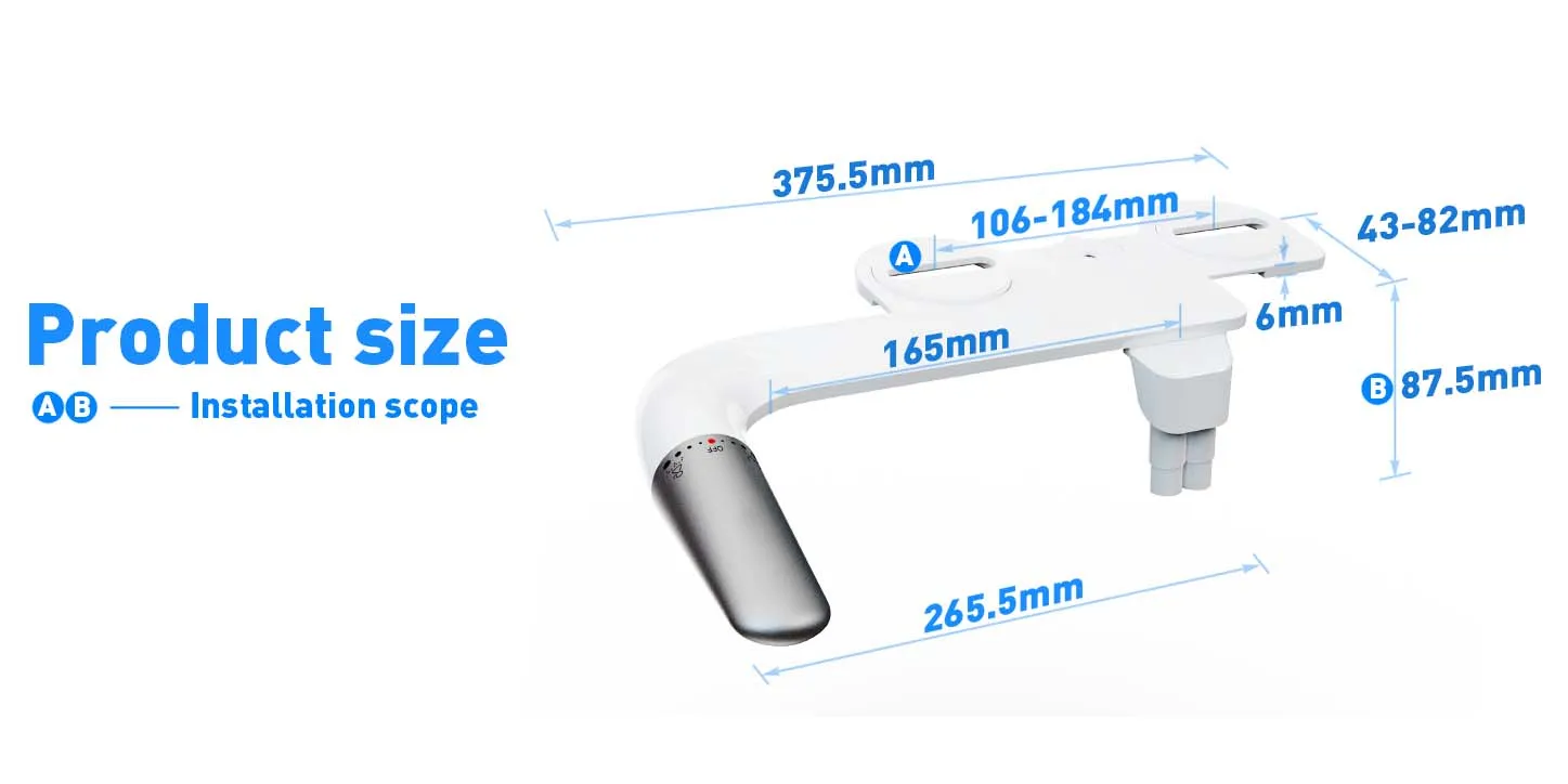 Ultra-Slim Bidet Attachment for Toilet - Dual Nozzle (Frontal & Rear Wash), Adjustable Water Pressure, Non-Electric, Cold Fresh Water, Easy to Install, Fits Existing Toilets (White)