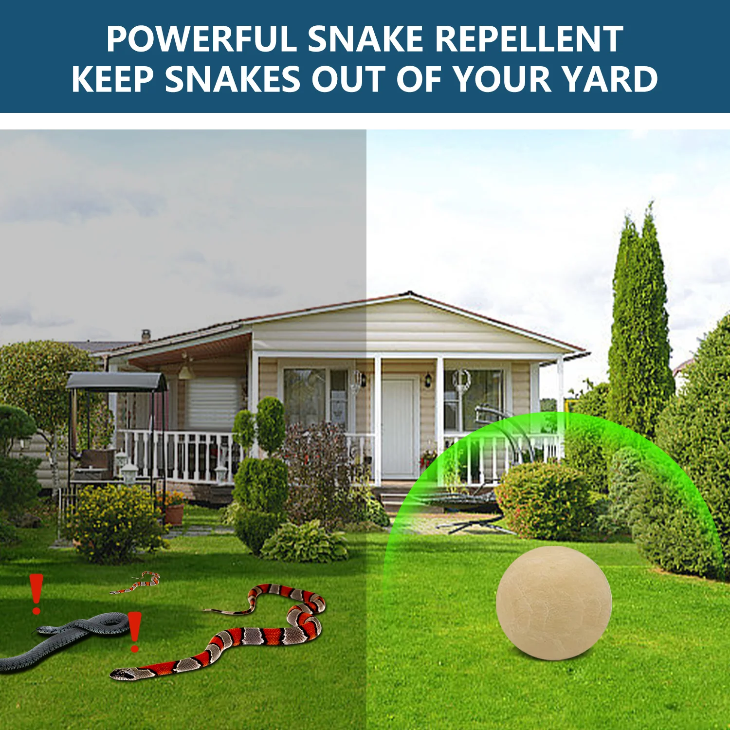 Snake Repellent for Yard, Snake Away Repellent for Outdoors, Pet Safe Snakes Repellent, Garden Snake Deterrent, Keep Snakes Out of Backyard, Garage, House-20 Balls