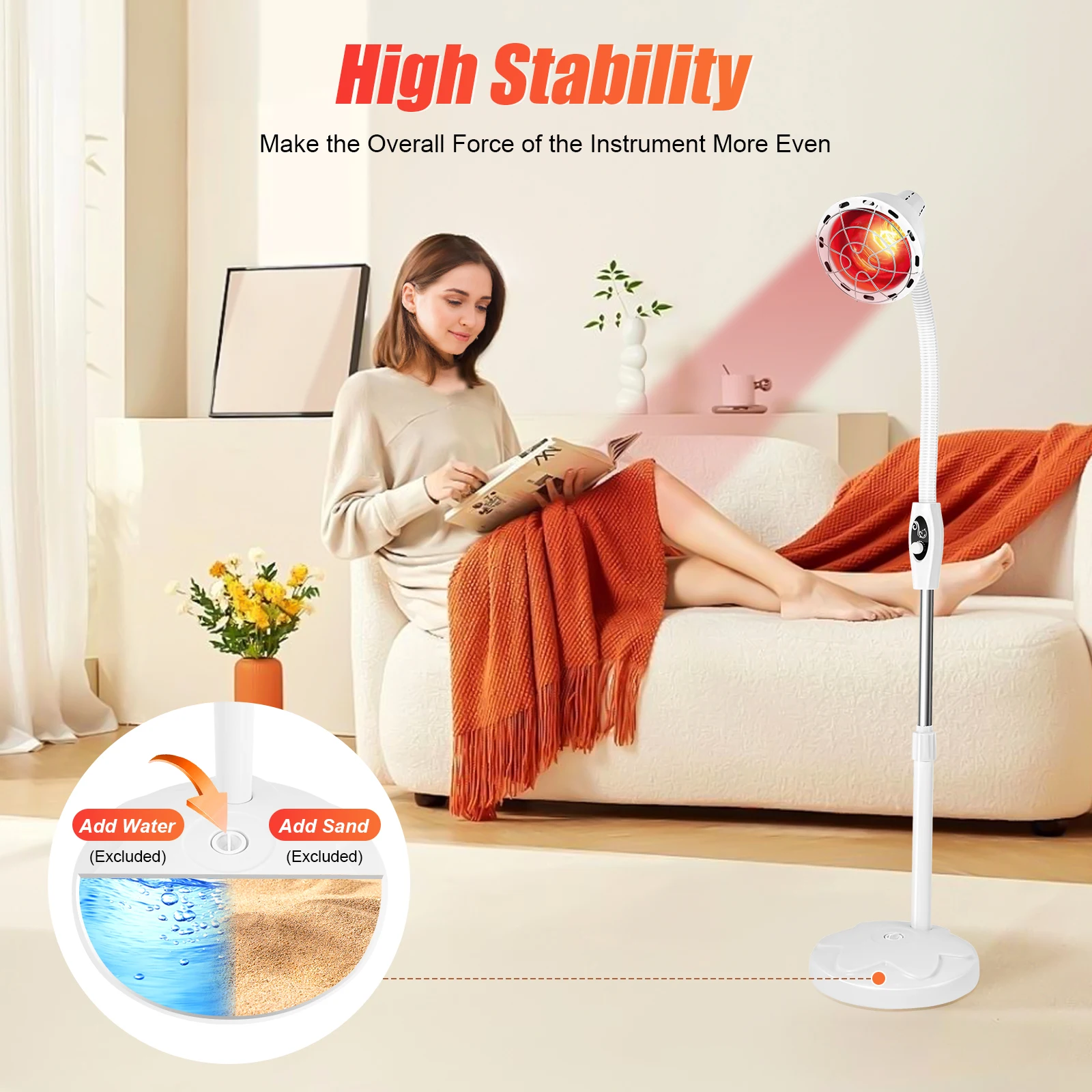 275W Infrared Light Lamp, Skin Lamp, Body Pain Relief, and Skin Smooth 360 ° for Homes, Massage Parlors