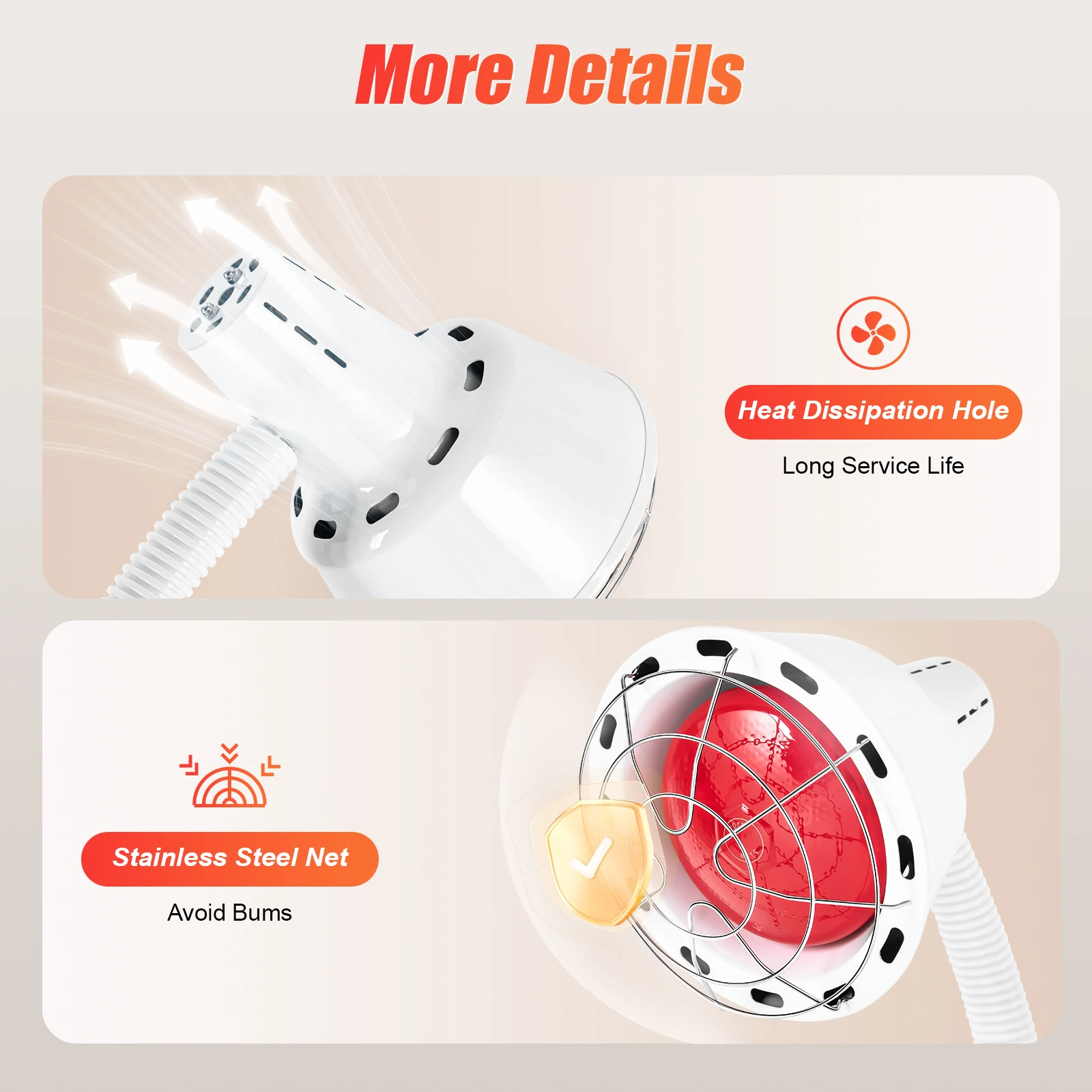 275W Infrared Light Lamp, Skin Lamp, Body Pain Relief, and Skin Smooth 360 ° for Homes, Massage Parlors