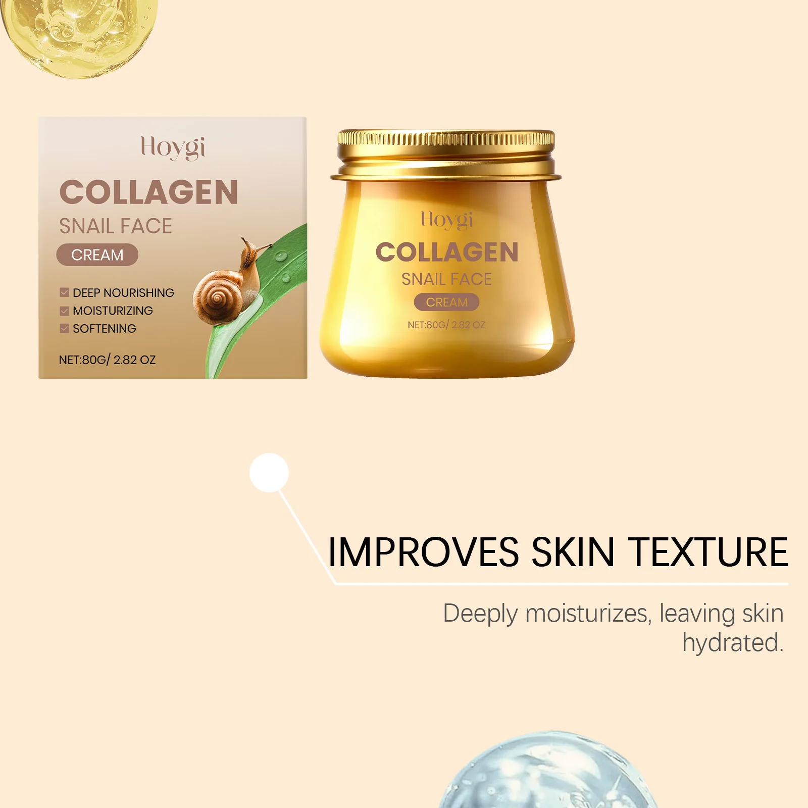 Snail Collagen Face Cream Moisturizing Enhance Skin Elasticity Massage Nourishing Smoothing Reduce Dryness Firming Face Cream
