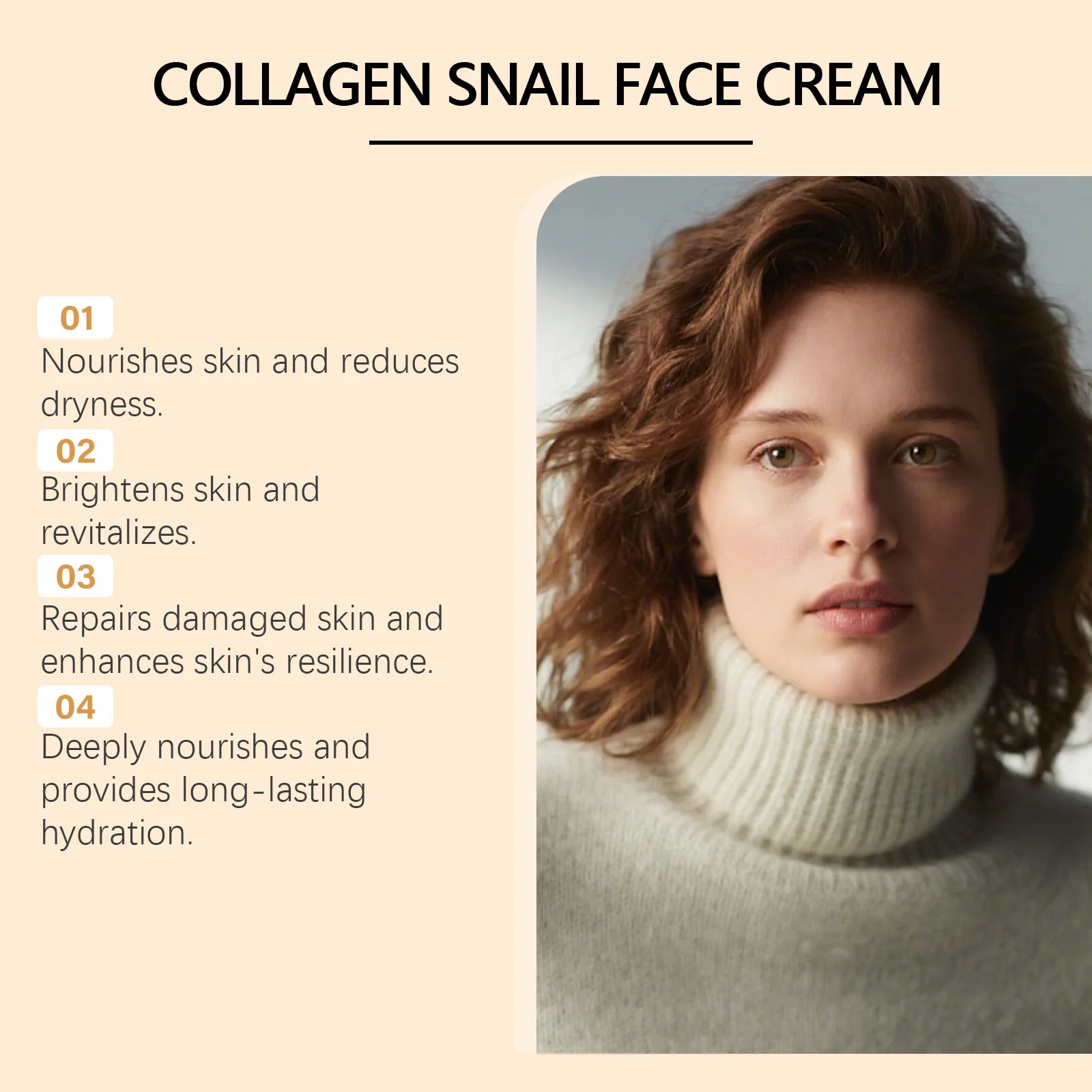 Snail Collagen Face Cream Moisturizing Enhance Skin Elasticity Massage Nourishing Smoothing Reduce Dryness Firming Face Cream