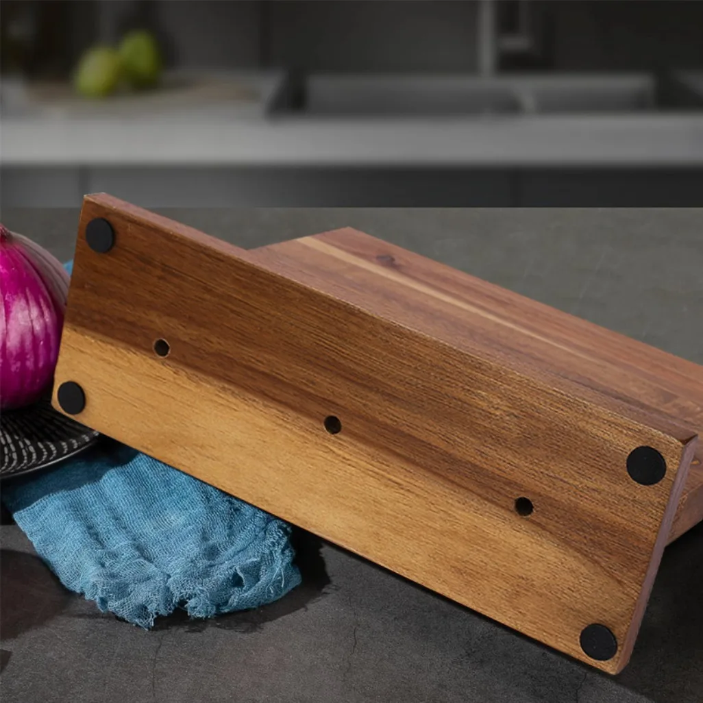 Kitchen Double-sided Wooden Magnetic Knife Block Holder Rack for Kitchen Convenience with Strong Enhanced Magnets Knife