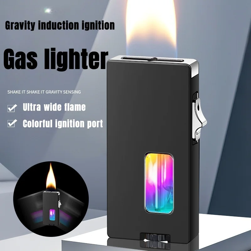 Metal Ultra Wide Open Flame Gas Lighter Can Be Shaken with Gravity Sensing Ignition Personalized Portable Unusual Lighter Gift