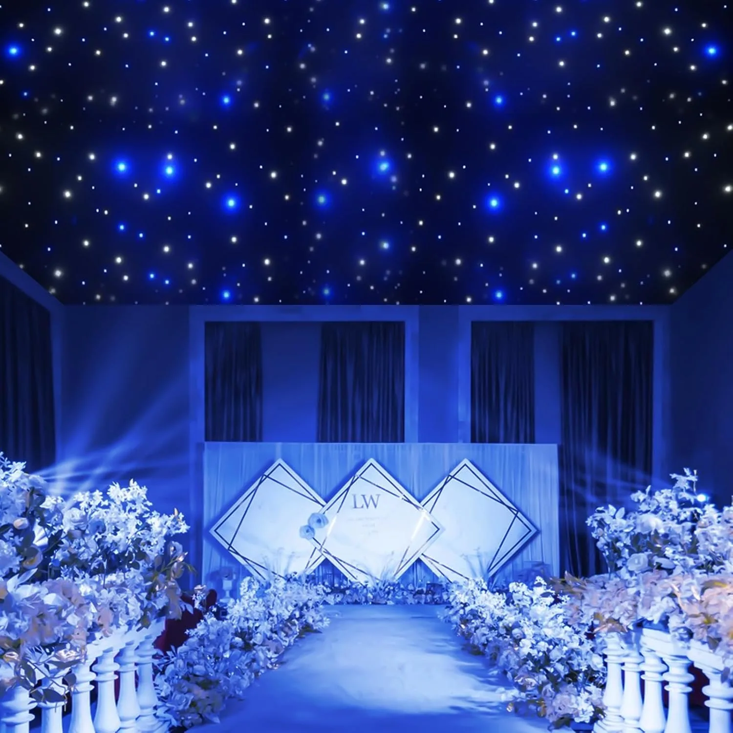 LED Stage Backdrops, Star Curtain Background with Remote Controller, Foldable Starry Sky Cloth for Wedding Christmas Party Club Show Band DJ Event Decoration
