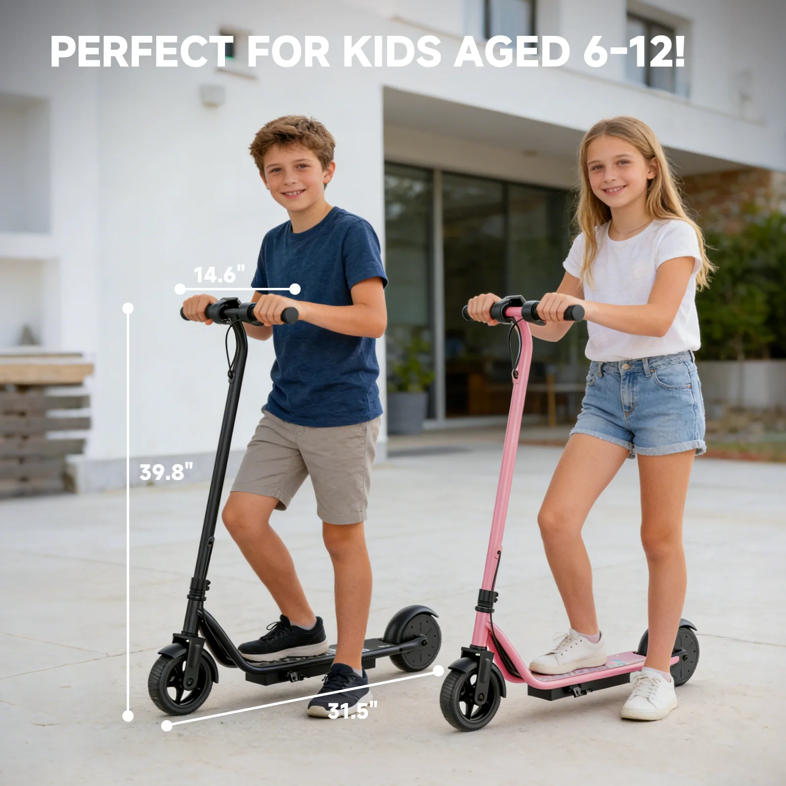 Electric Scooter for Kids, 250W Motor, Max Speed 9 MPH, 6.5" Kick Scooter, 3 Speed Modes, LED Display, Max Load 155LBS