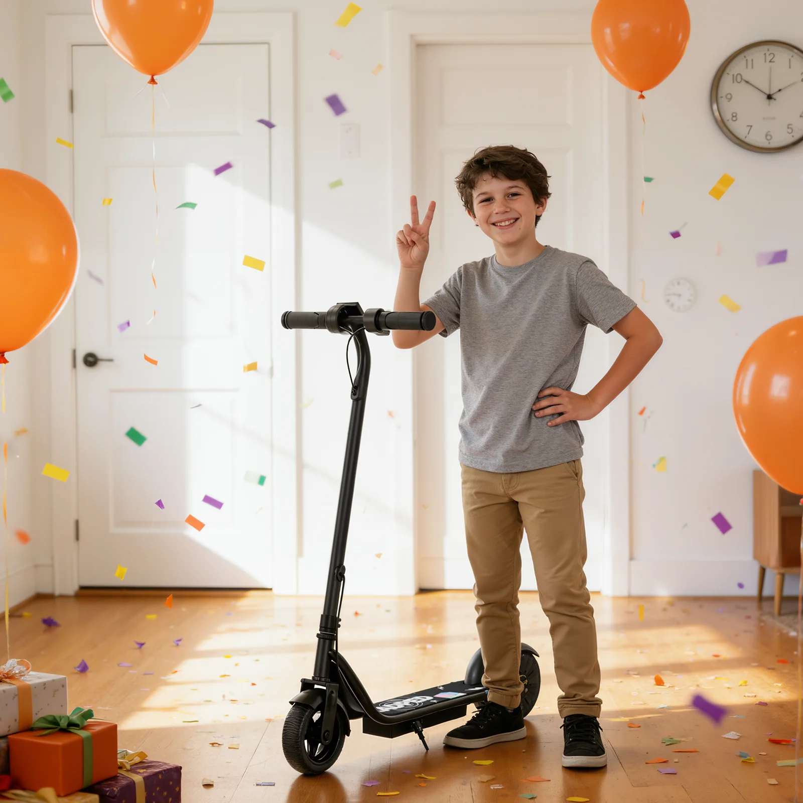 Electric Scooter for Kids, 250W Motor, Max Speed 9 MPH, 6.5" Kick Scooter, 3 Speed Modes, LED Display, Max Load 155LBS