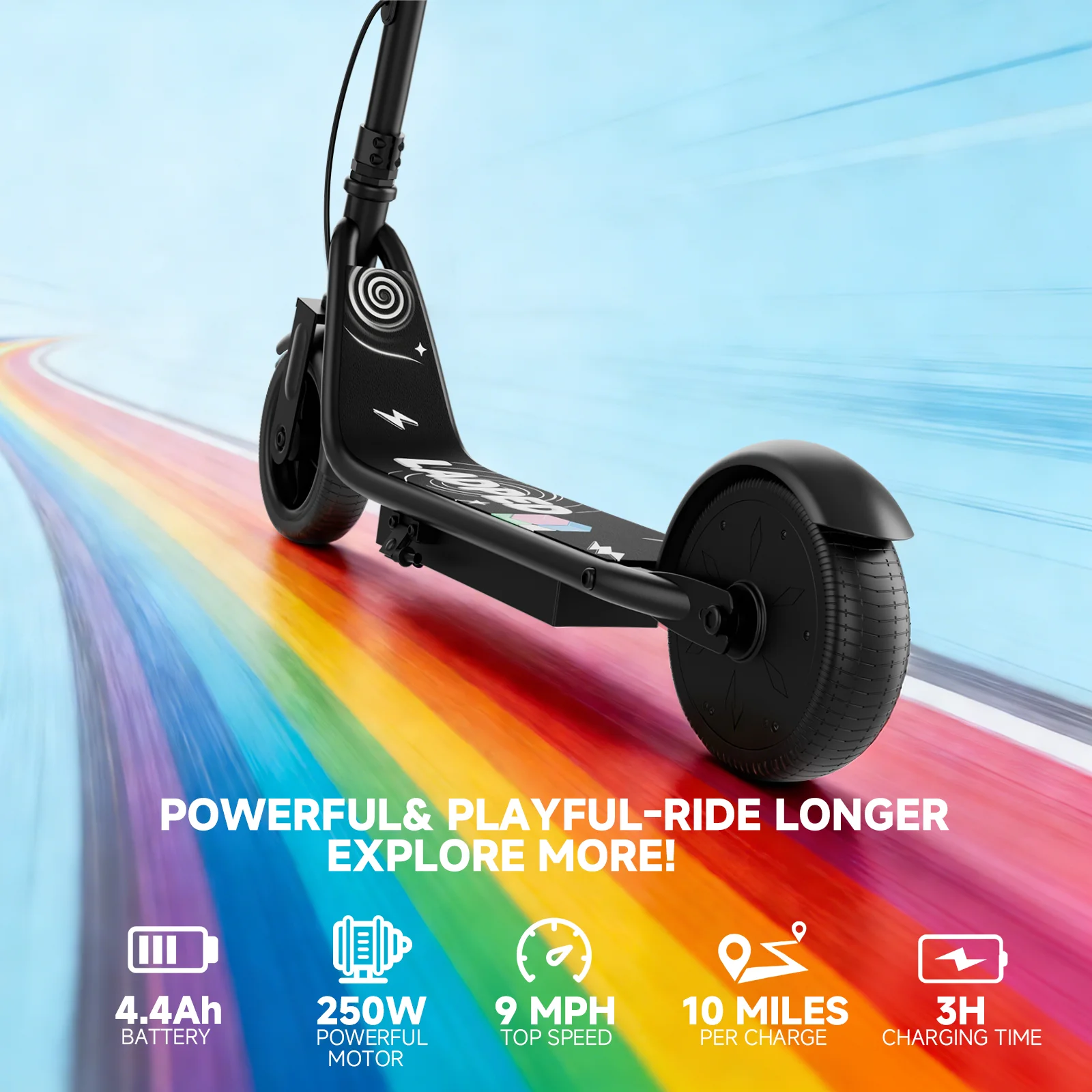 Electric Scooter for Kids, 250W Motor, Max Speed 9 MPH, 6.5" Kick Scooter, 3 Speed Modes, LED Display, Max Load 155LBS