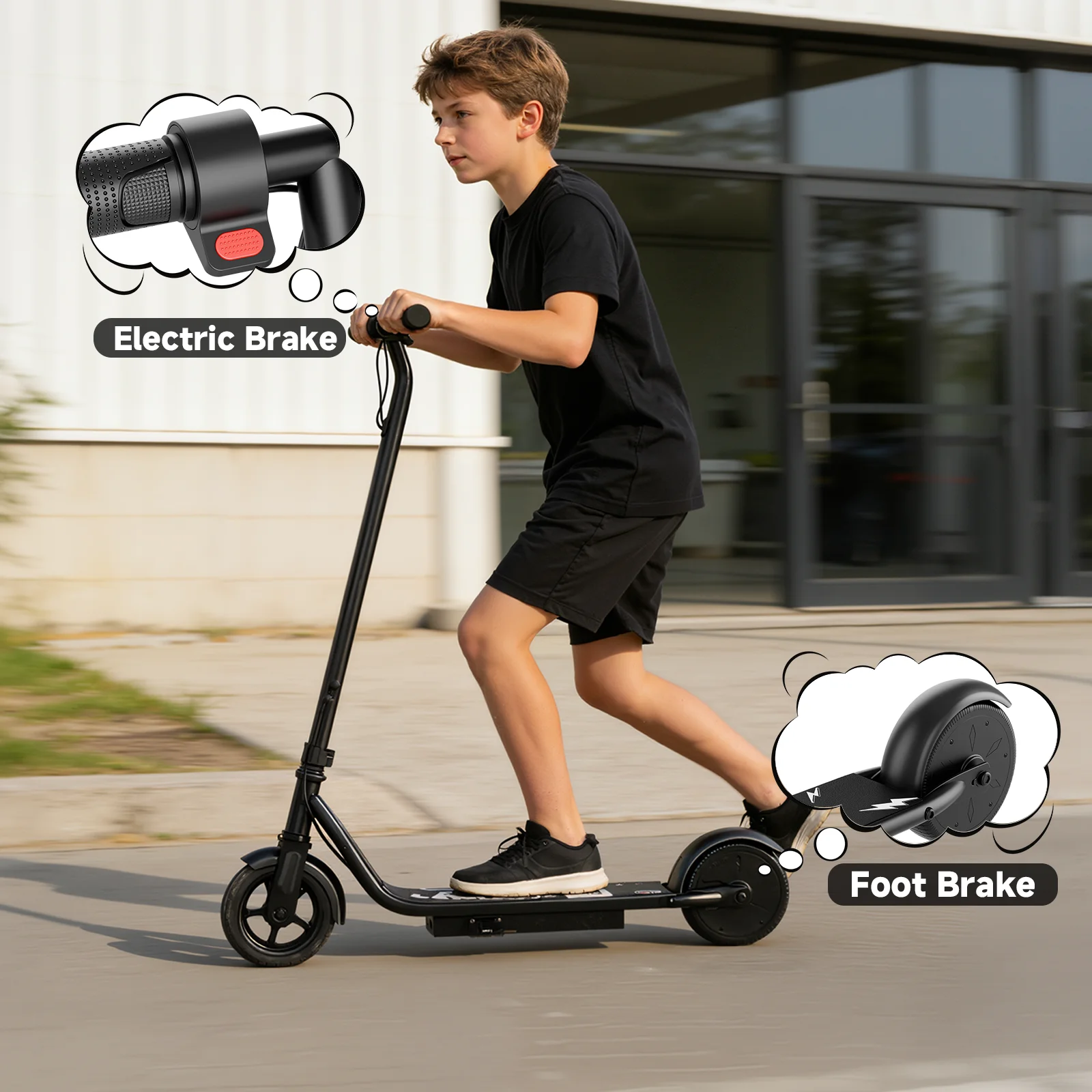 Electric Scooter for Kids, 250W Motor, Max Speed 9 MPH, 6.5" Kick Scooter, 3 Speed Modes, LED Display, Max Load 155LBS