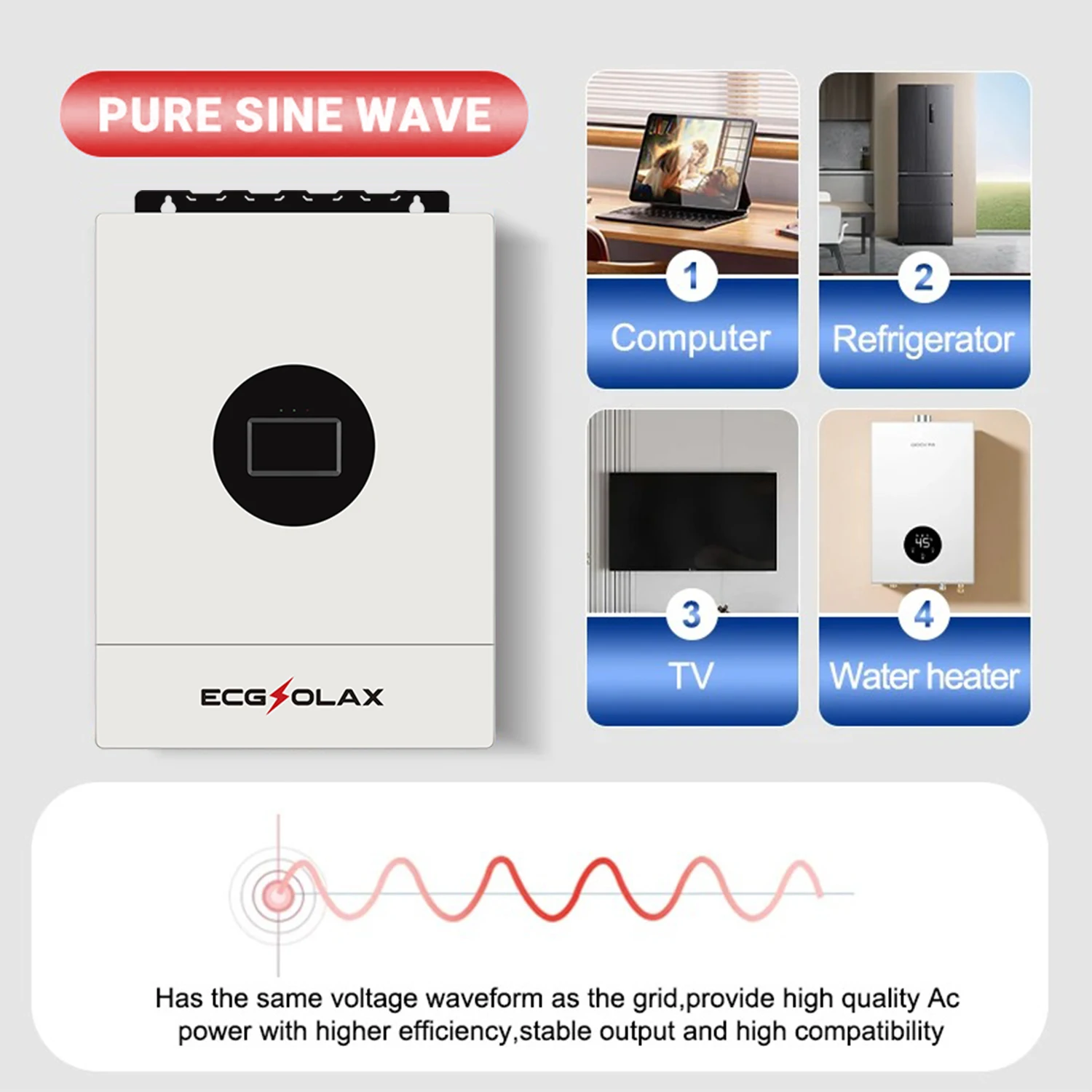 ECGSOLAX 12KW Hybrid Solar Inverter 48V 110V/240V Split Phase Hybrid Inverter With MPPT 200A Charging controller Built-in WIFI