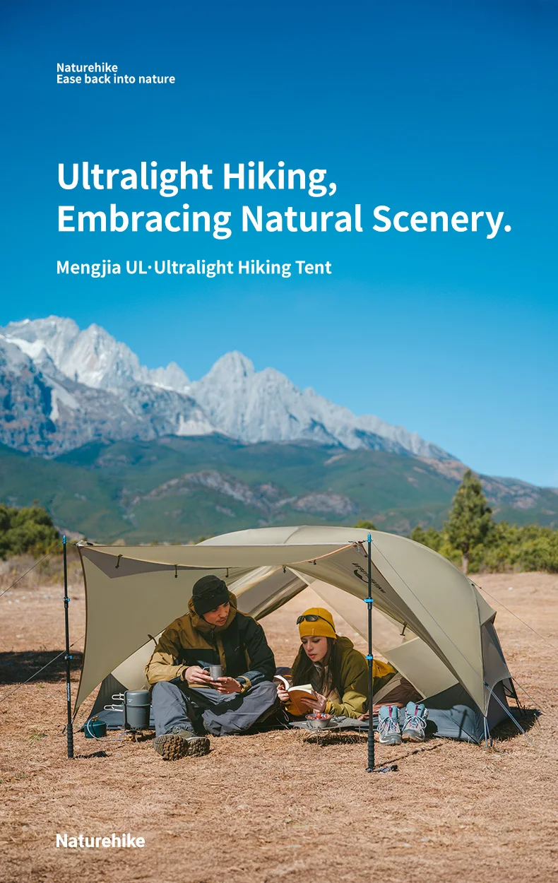 Naturehike Mongar UL Tent 2 Person 3 Season Camping Tent 15D Waterproof Ultralight Backpacking Tent for Hiking Cycling