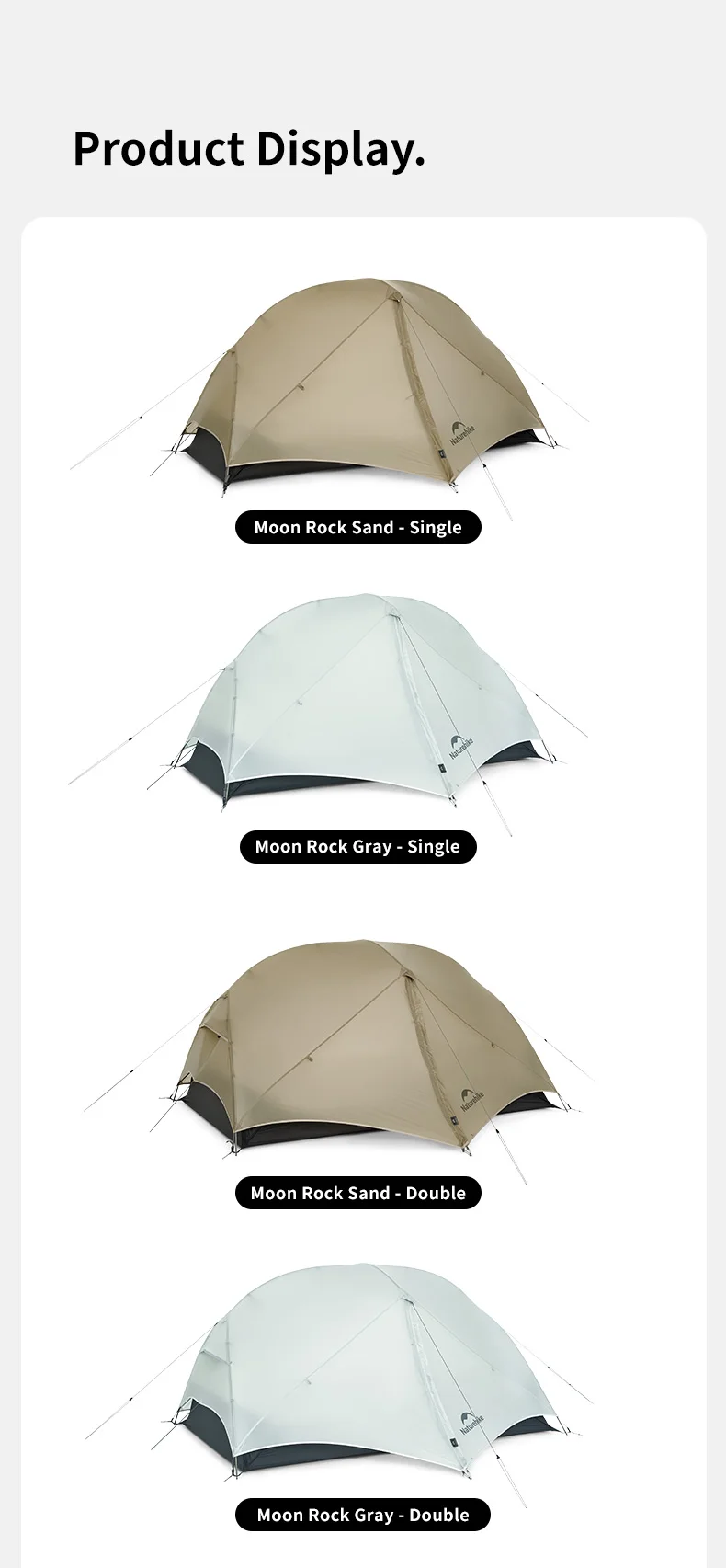 Naturehike Mongar UL Tent 2 Person 3 Season Camping Tent 15D Waterproof Ultralight Backpacking Tent for Hiking Cycling