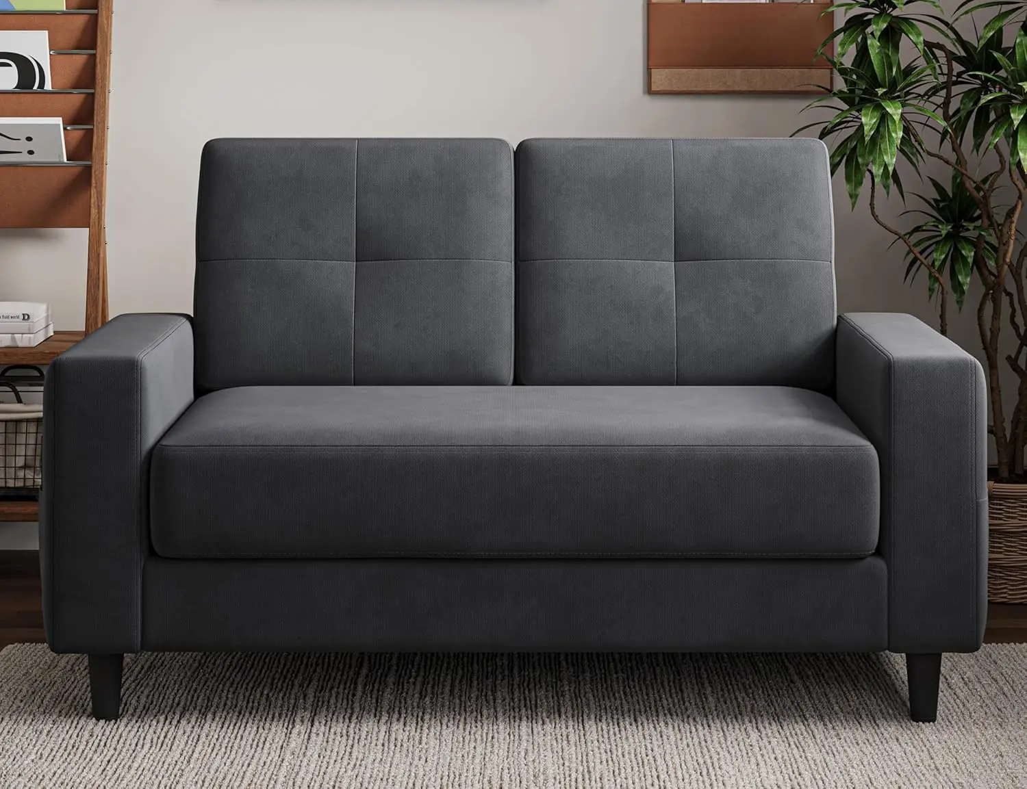 Loveseat Sofa 53" Small Couches for Small Spaces 2 Seater Mini Couch for Bedroom Dark Grey Comfy Modern Love Seat, Customized