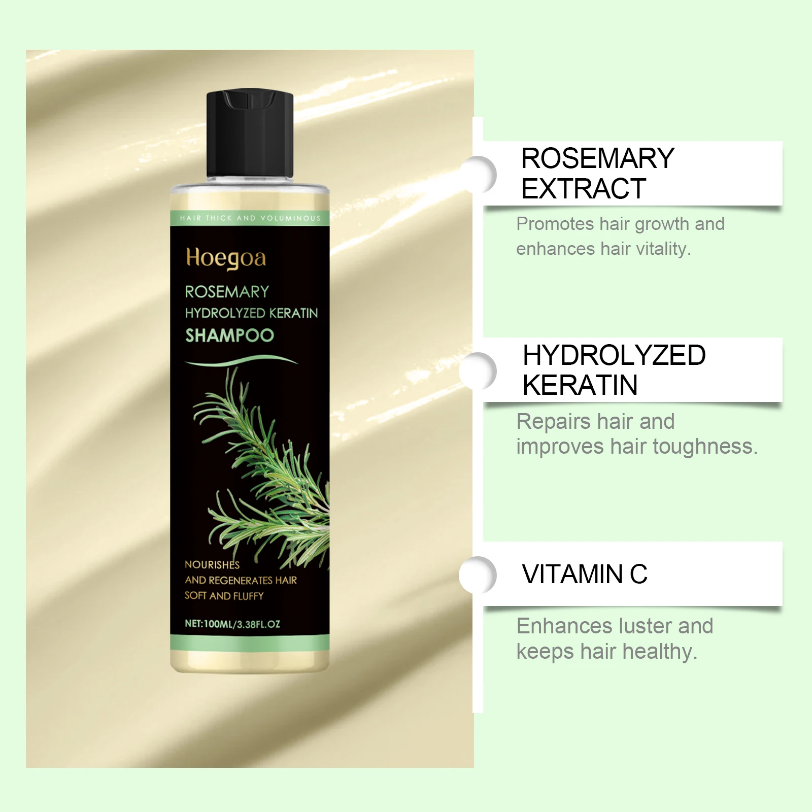 Rosemary Natural Shampoo Thickening & Strengthening Deep Nourishing Scalp Care Moisturizing Shampoo for Dry Damaged Hair Hair Home Use