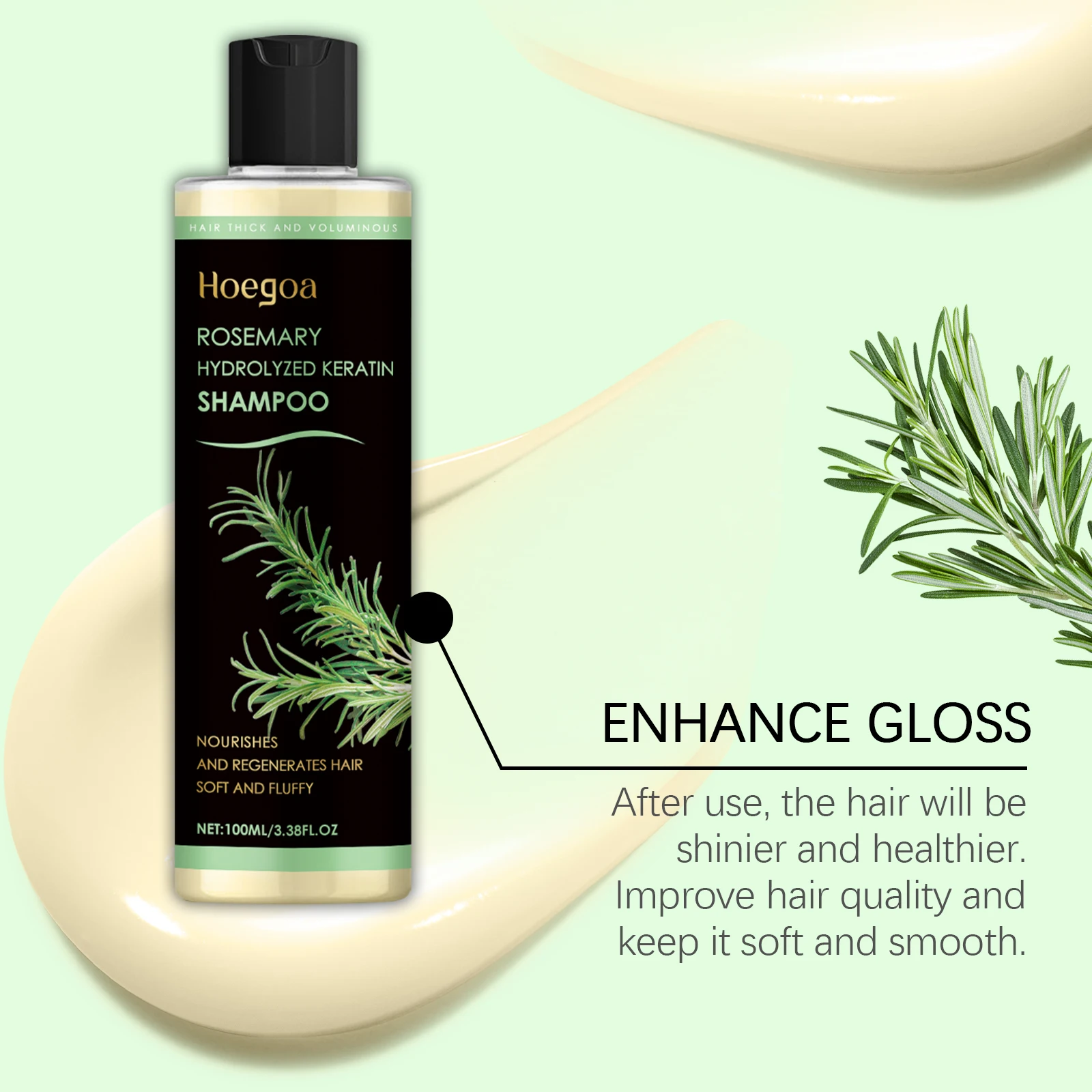 Rosemary Natural Shampoo Thickening & Strengthening Deep Nourishing Scalp Care Moisturizing Shampoo for Dry Damaged Hair Hair Home Use