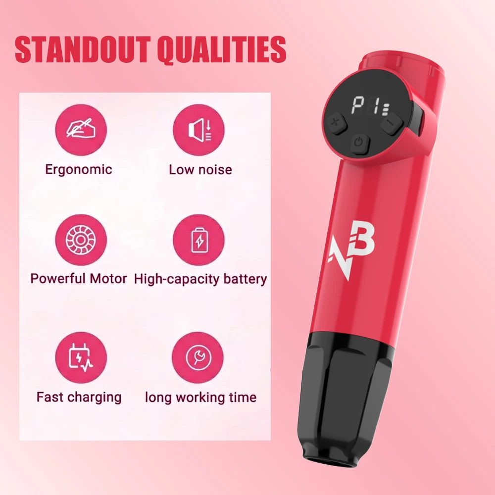 Wireless Tattoo Gun Pen Kit 1100Mah Rechargeable Battery Tattoo Machine with Cartridge Needles Tattoo Ink Full Accessories for Tattoo Learner Practical Present