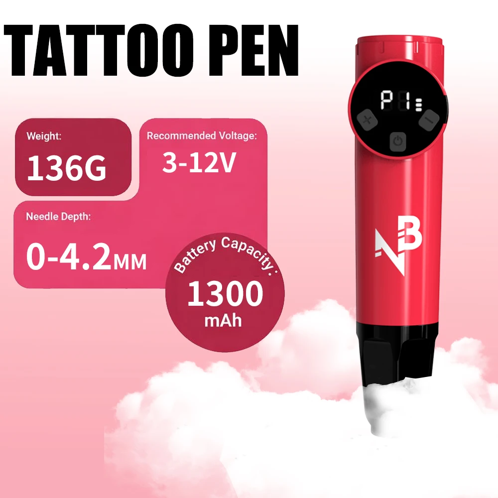 Wireless Tattoo Gun Pen Kit 1100Mah Rechargeable Battery Tattoo Machine with Cartridge Needles Tattoo Ink Full Accessories for Tattoo Learner Practical Present
