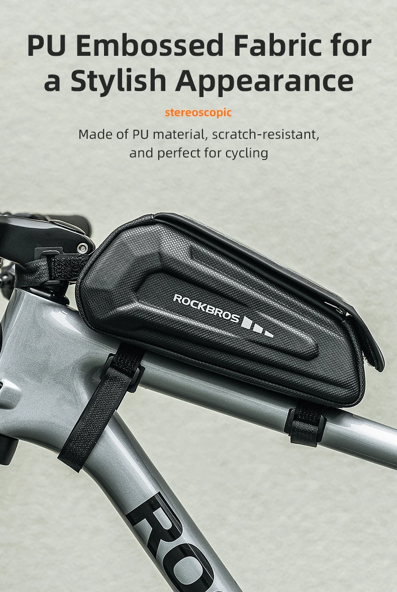 ROCKBROS Local Shipping Bicycle Bag 1.7L Waterproof Phone Bag Front Frame Touch Screen Cycling Bag Case Holder Hard Shell Bike Bag Accessories