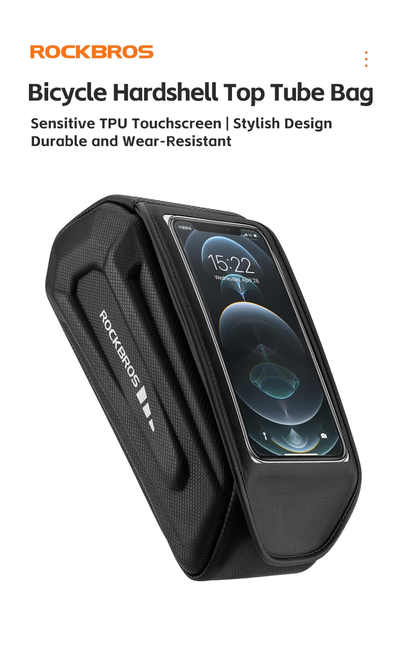 ROCKBROS Local Shipping Bicycle Bag 1.7L Waterproof Phone Bag Front Frame Touch Screen Cycling Bag Case Holder Hard Shell Bike Bag Accessories