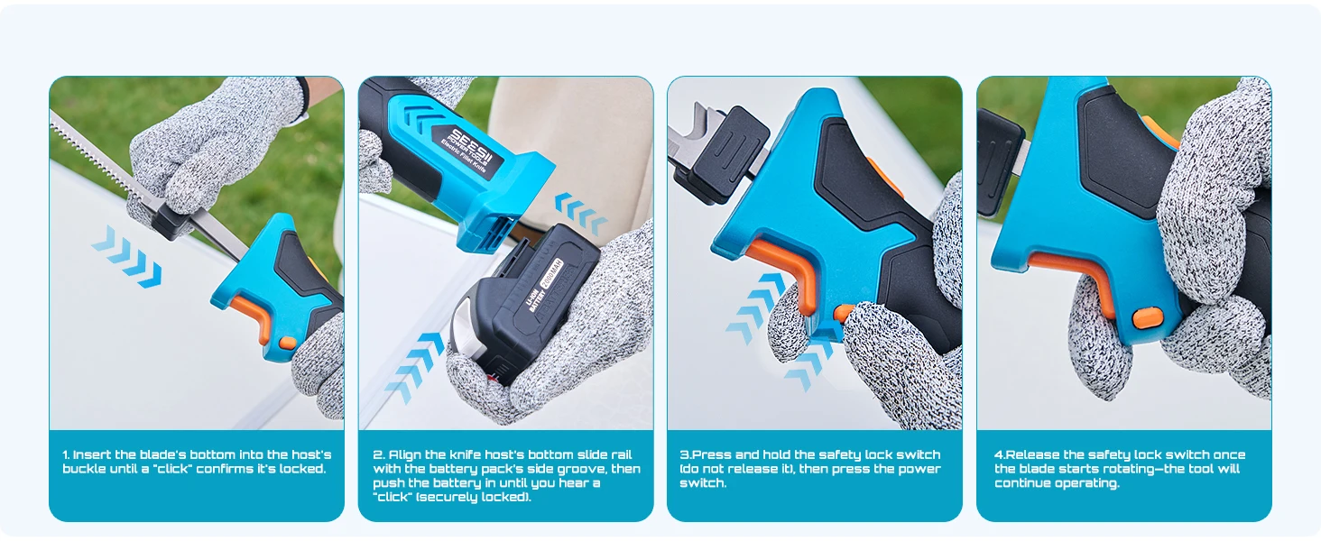 Seesii Electric Fillet Knife Set Cordless Rechargaable Fish Knife Lithium Battery Cutter Bread Beef Knives Kitchen Cooking Tools with 2*2.0Ah Batteries for Fishing Filleting