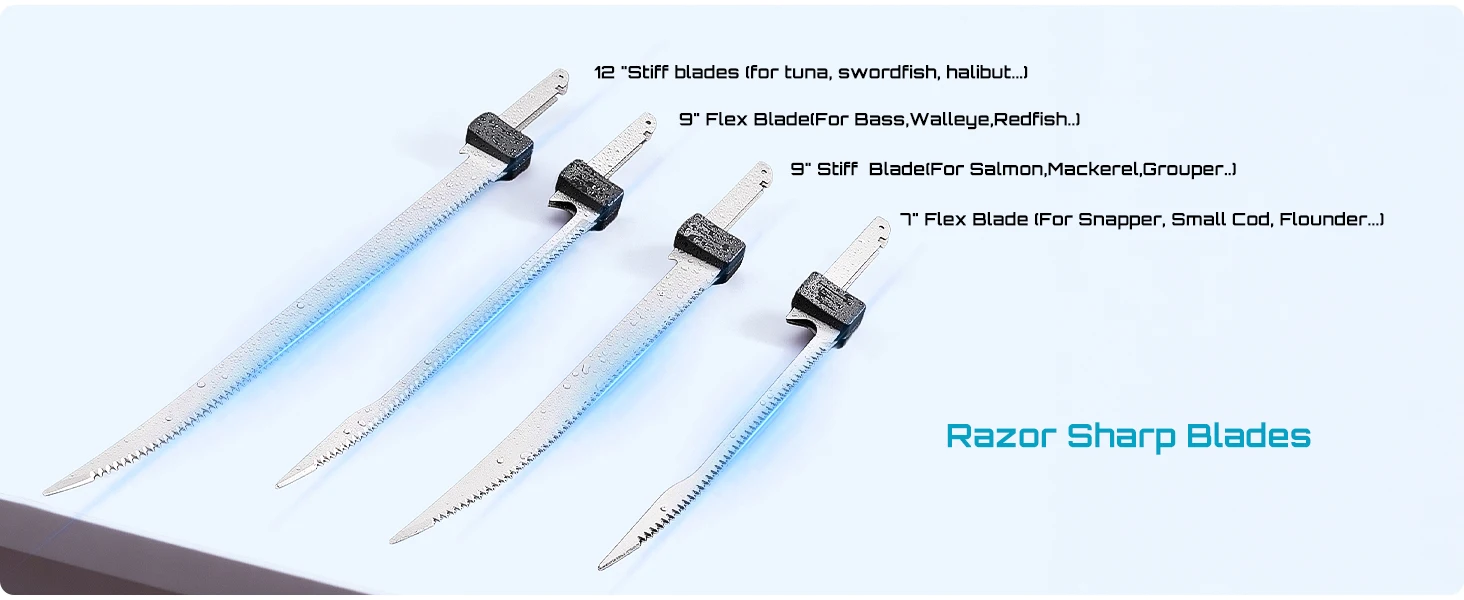 Seesii Electric Fillet Knife Set Cordless Rechargaable Fish Knife Lithium Battery Cutter Bread Beef Knives Kitchen Cooking Tools with 2*2.0Ah Batteries for Fishing Filleting