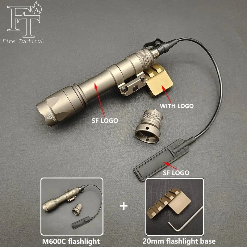 Tactical Flashlight Set M600C M300C LED Airsoftl Scout Light And M-system Or 20MM Light Mount+SF Momentary Remote Mouse Tail Switch