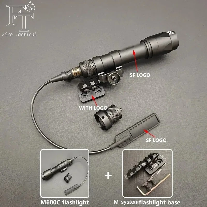 Tactical Flashlight Set M600C M300C LED Airsoftl Scout Light And M-system Or 20MM Light Mount+SF Momentary Remote Mouse Tail Switch