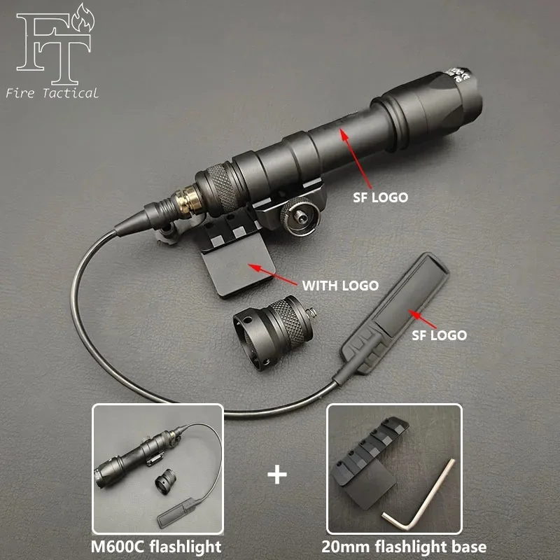 Tactical Flashlight Set M600C M300C LED Airsoftl Scout Light And M-system Or 20MM Light Mount+SF Momentary Remote Mouse Tail Switch