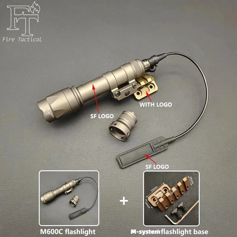 Tactical Flashlight Set M600C M300C LED Airsoftl Scout Light And M-system Or 20MM Light Mount+SF Momentary Remote Mouse Tail Switch